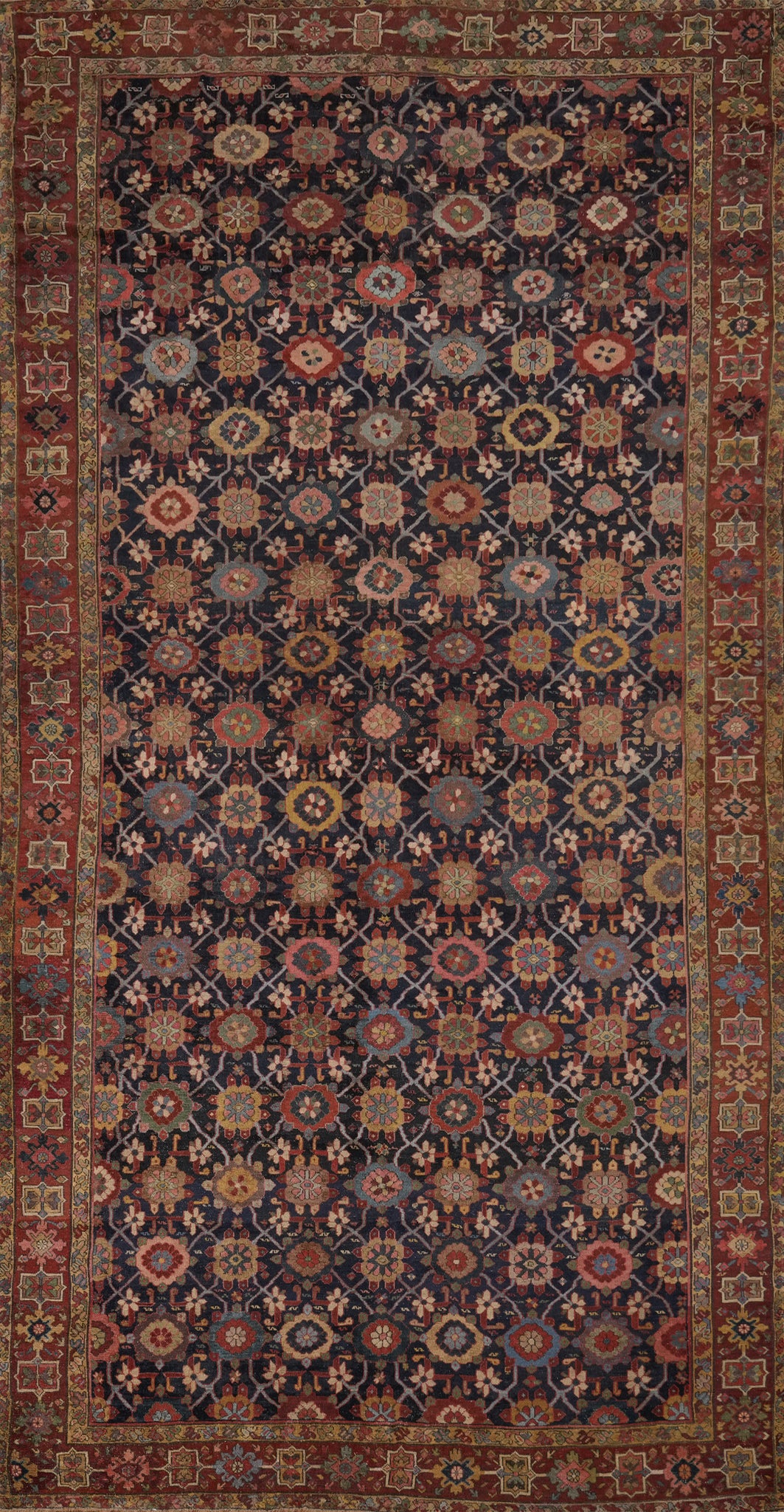 Pre-1900 Vegetable Dye Heriz Bakhshayesh Persian Rug 8x17