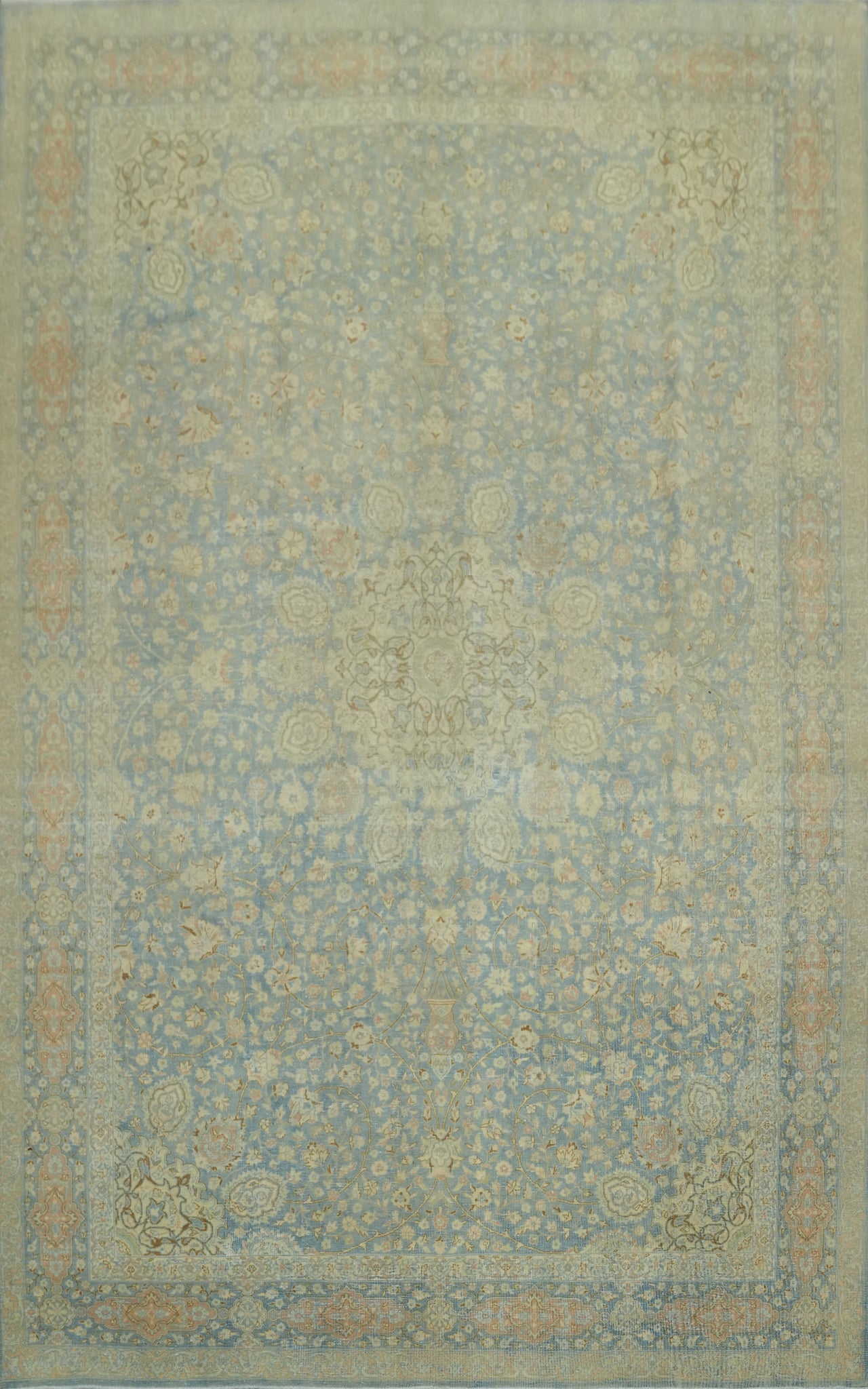 Antique Blue Floral Tabriz Persian Area Rug 8x12