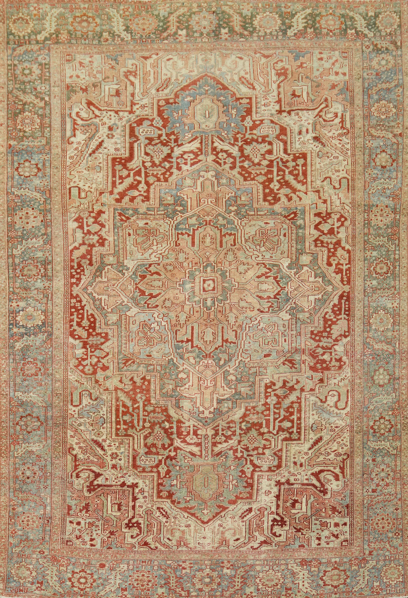 Antique Vegetable Dye Heriz Persian Area Rug 9x13