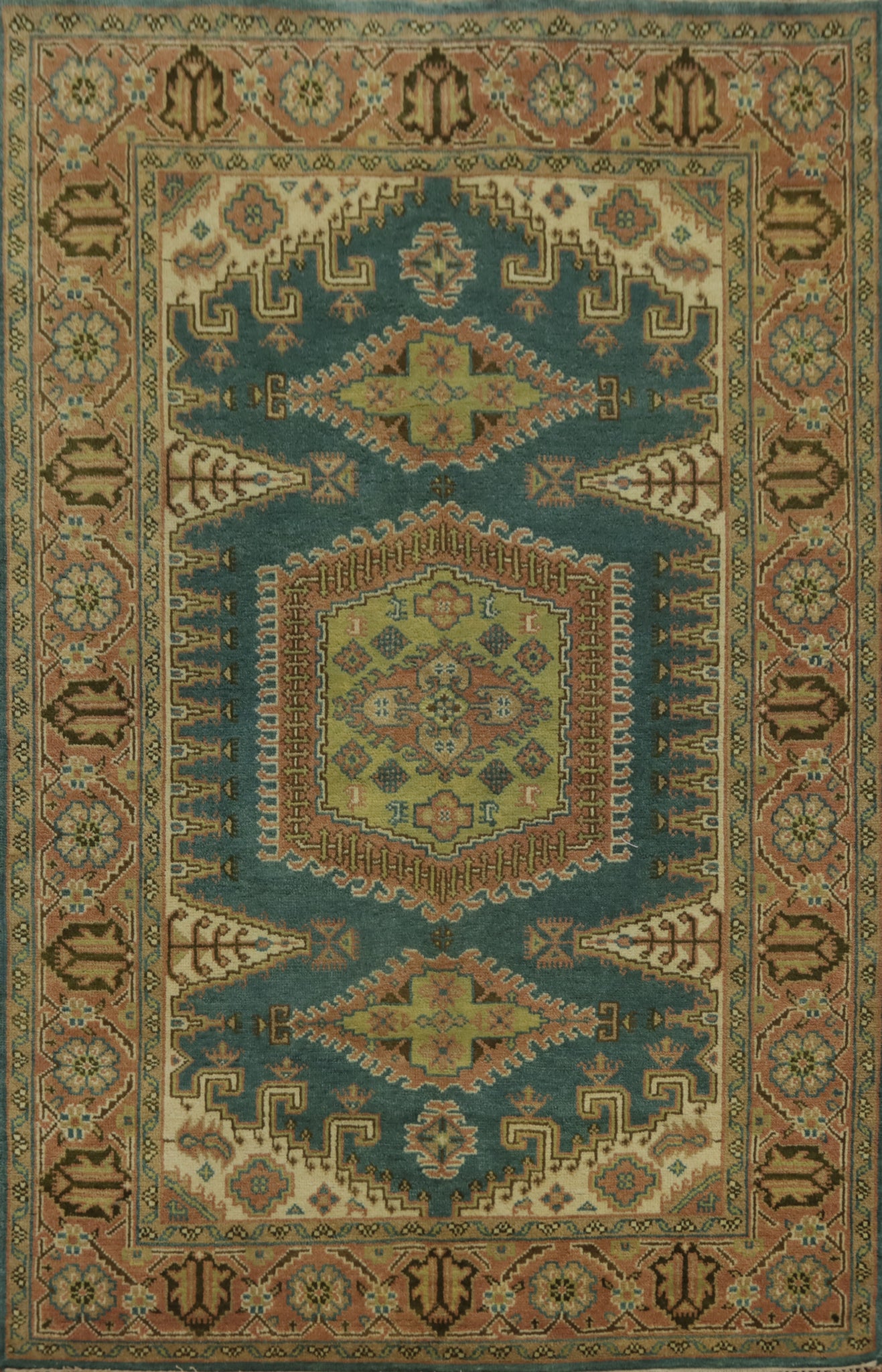 Geometric Wool Viss Indian Area Rug 6x9