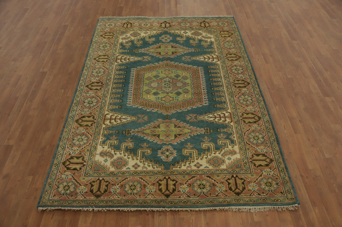 Geometric Wool Viss Indian Area Rug 6x9