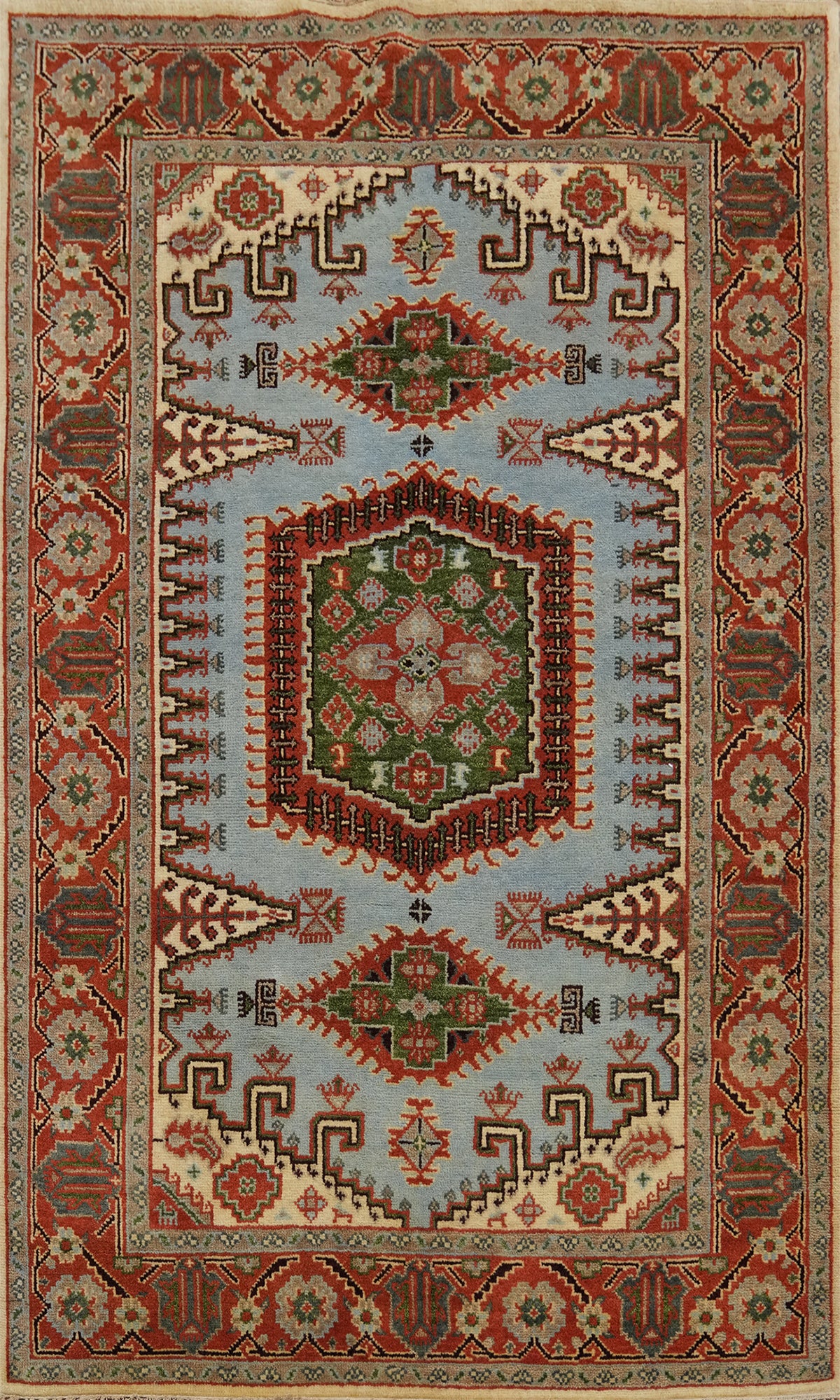 Blue Handmade Viss Indian Area Rug 6x9