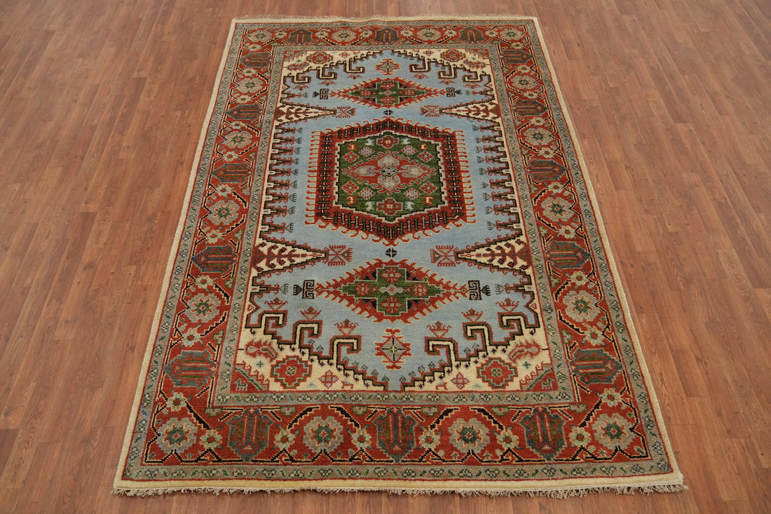 Blue Handmade Viss Indian Area Rug 6x9