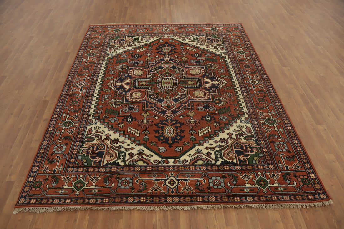 Geometric Heriz Serapi Indian Area Rug 8x10