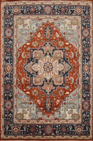 Geometric Heriz Serapi Indian Area Rug 8x10