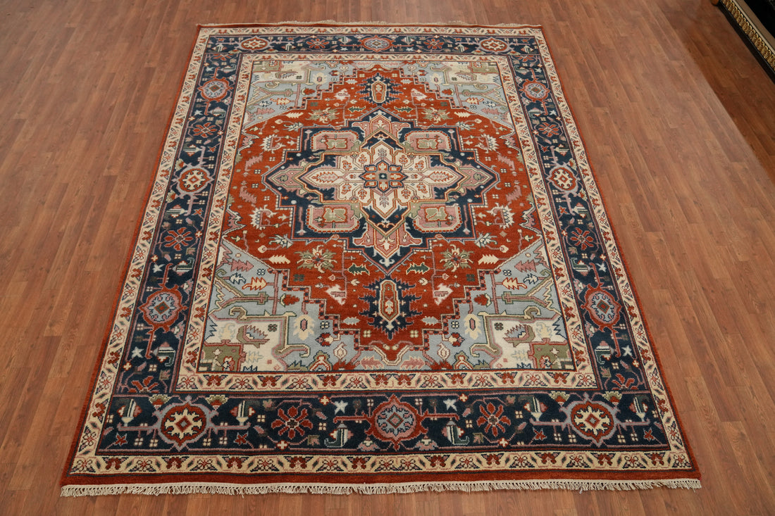 Geometric Heriz Serapi Indian Area Rug 8x10