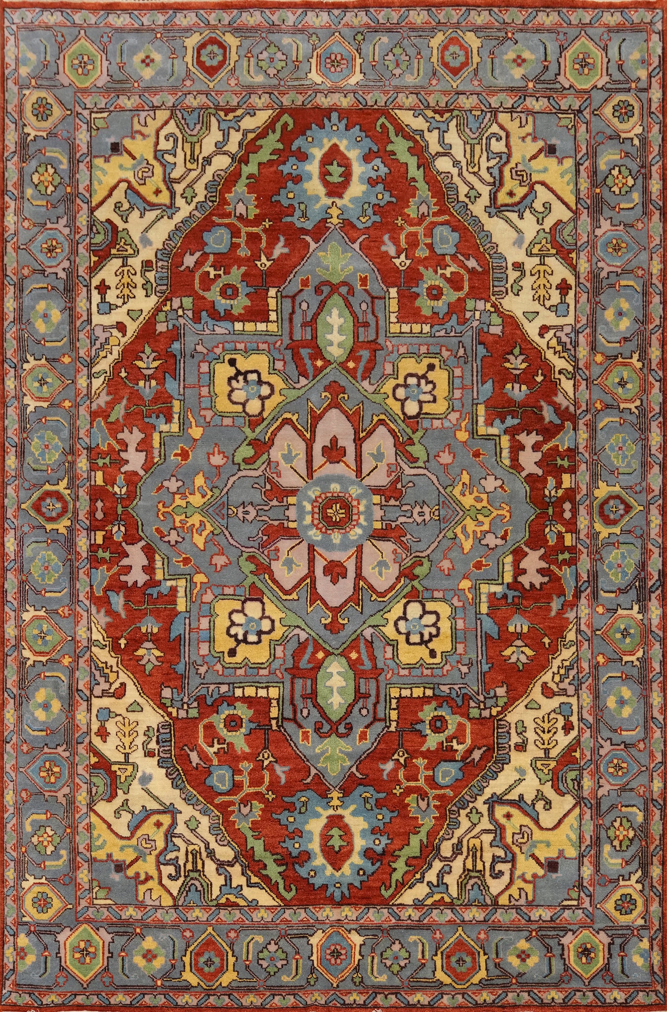 Geometric Heriz Serapi Indian Large Rug 10x14