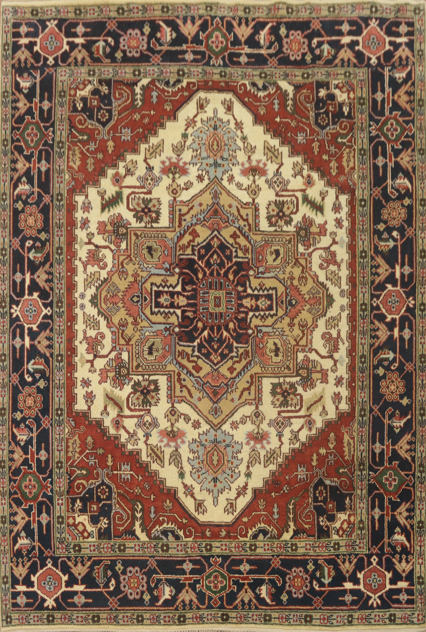 Geometric Heriz Serapi Indian Area Rug 8x10