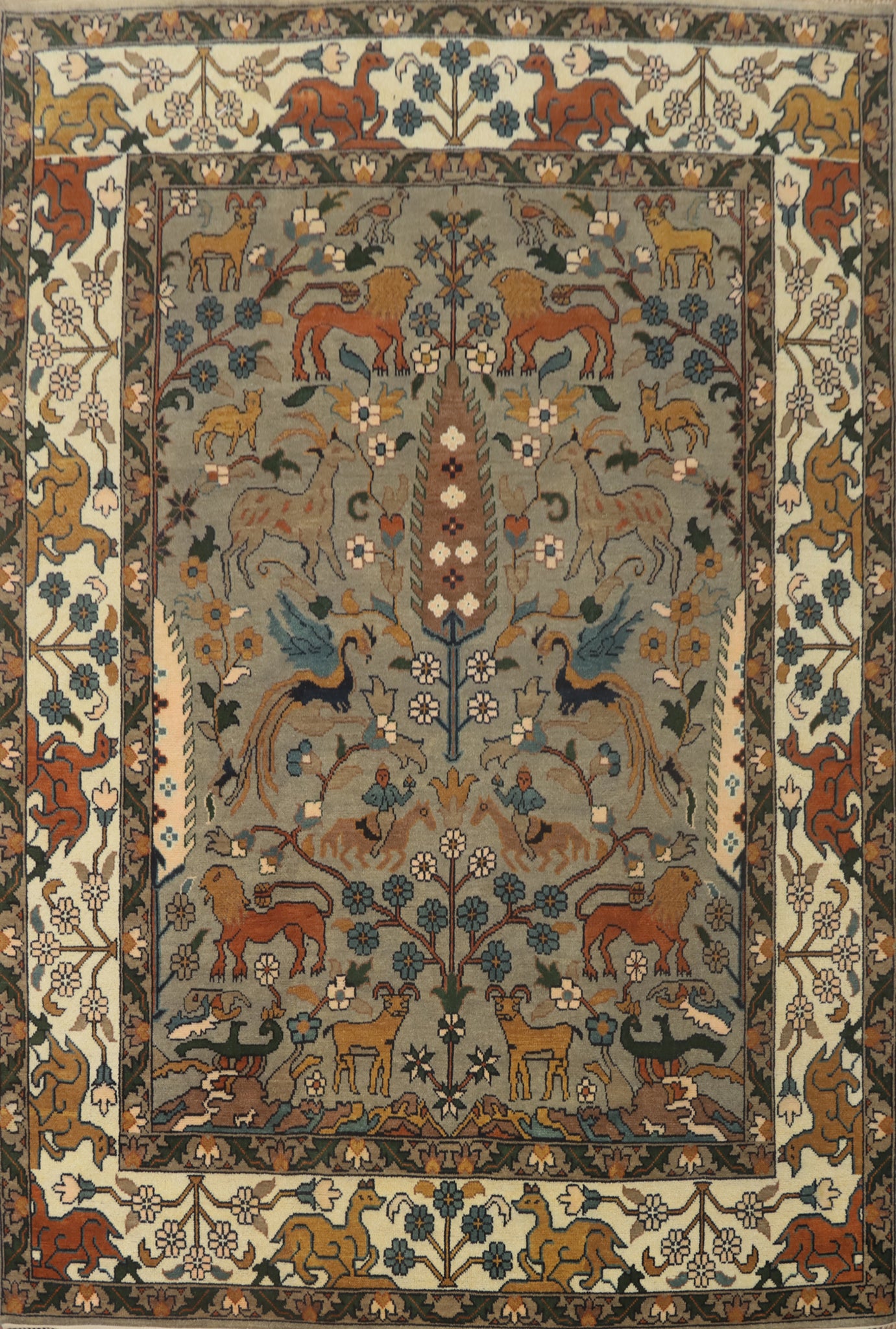 Hunting Design Wool Ziegler Indian Area Rug 9x12