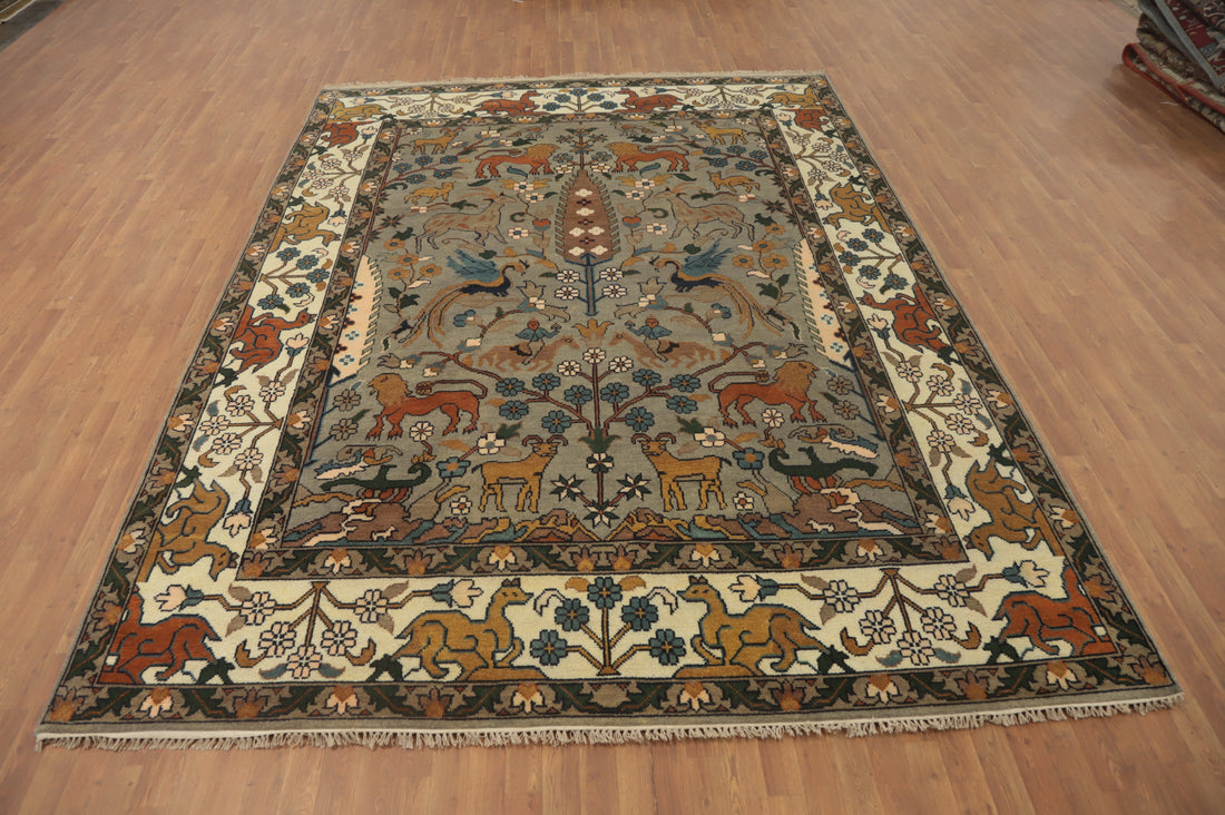 Hunting Design Wool Ziegler Indian Area Rug 9x12