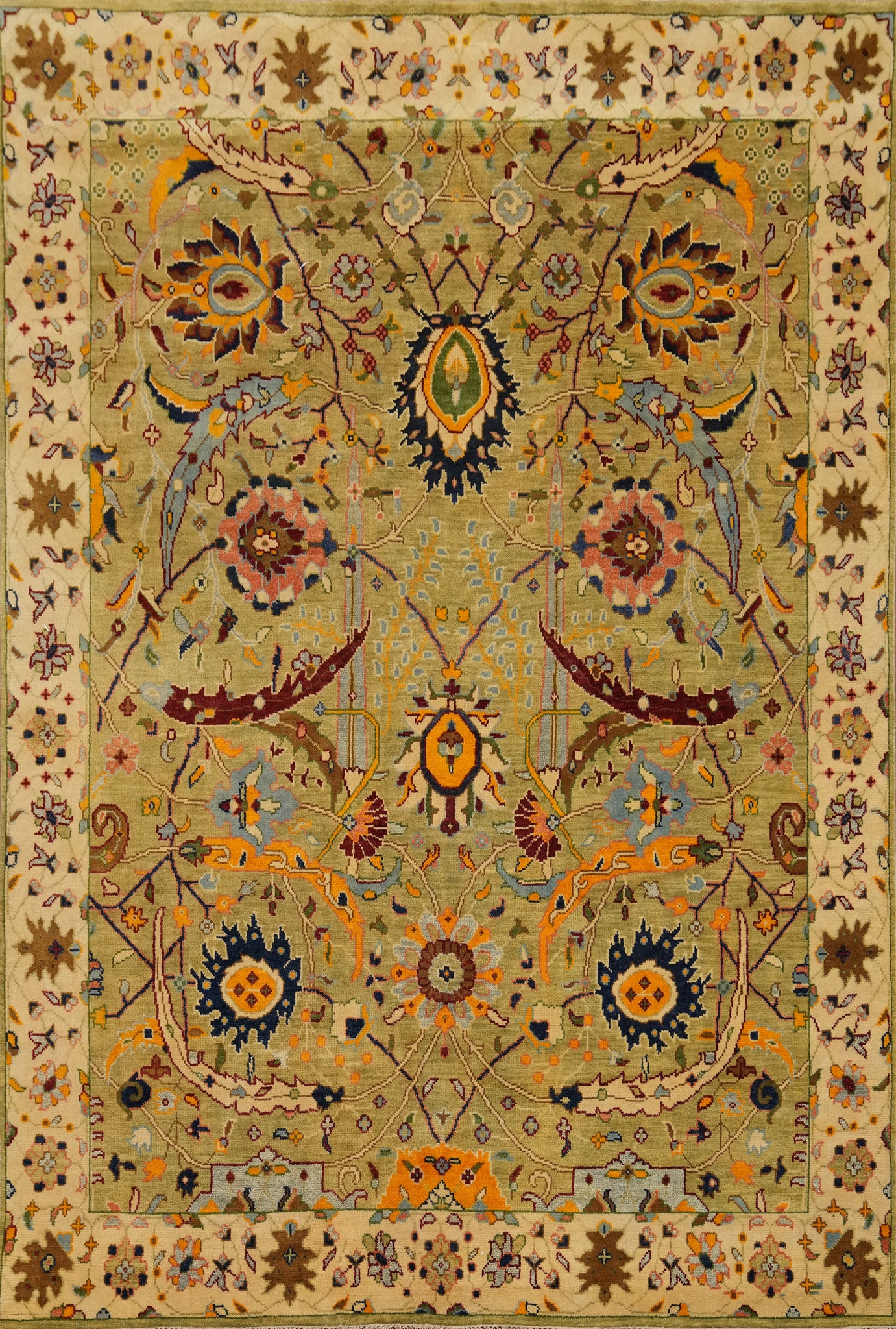 Handmade Floral Oushak Indian Area Rug 9x12