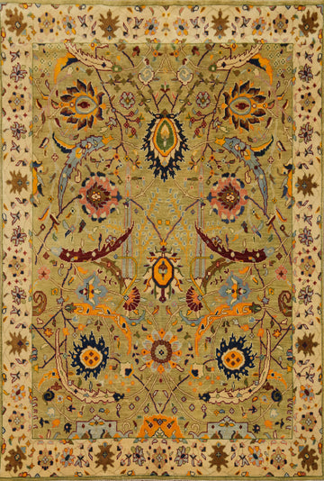 Handmade Floral Oushak Indian Area Rug 9x12