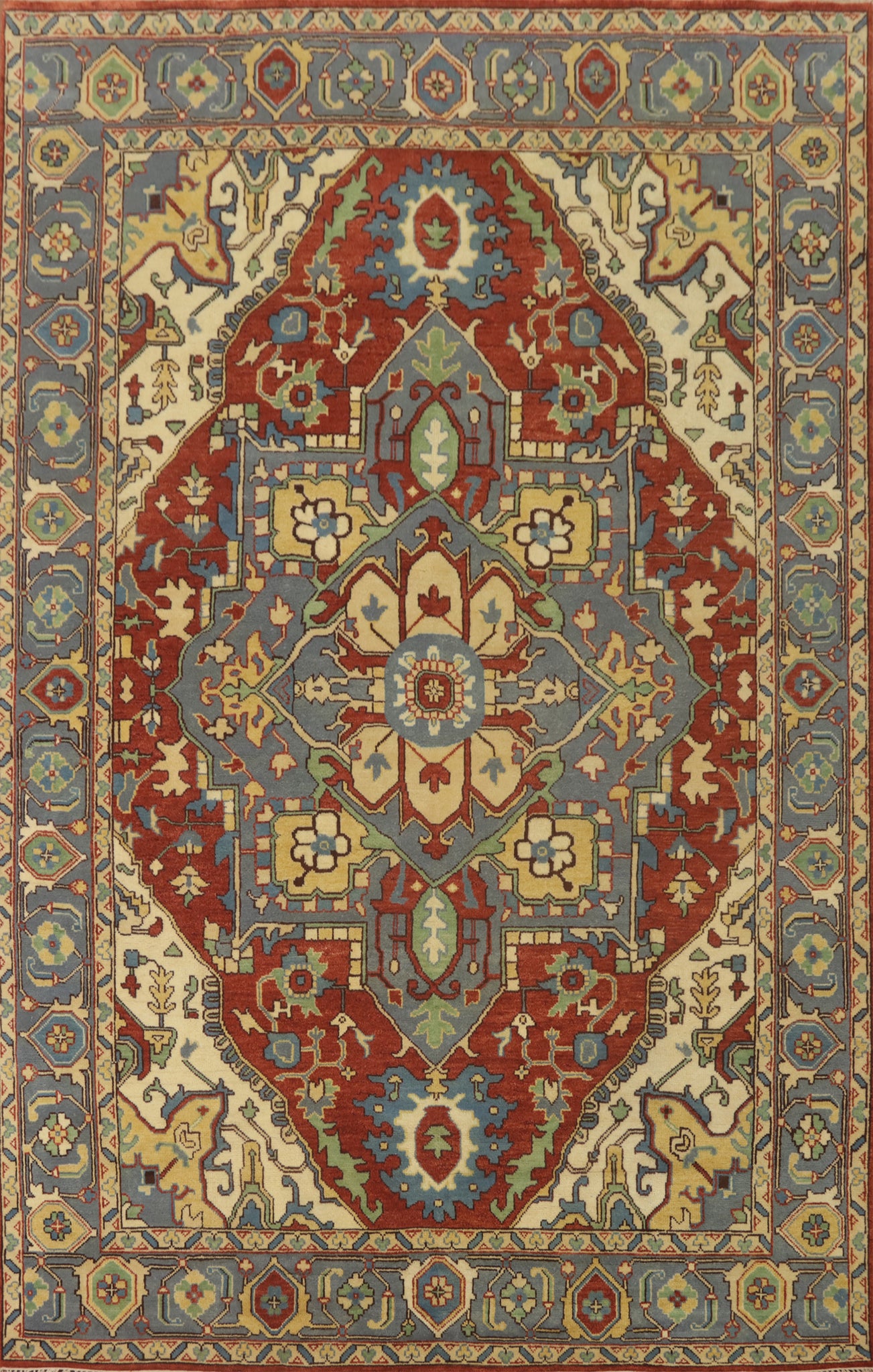 Geometric Heriz Serapi Indian Large Rug 10x14