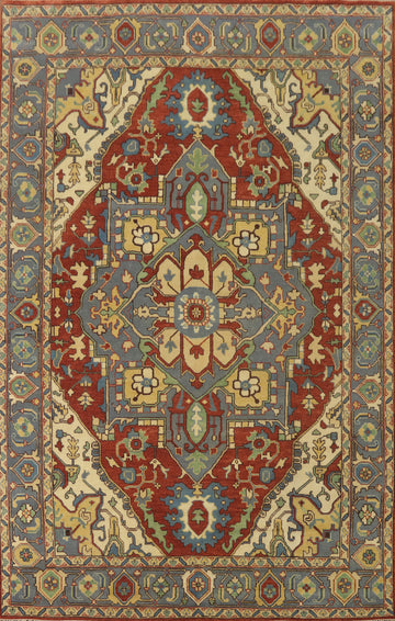 Geometric Heriz Serapi Indian Large Rug 10x14