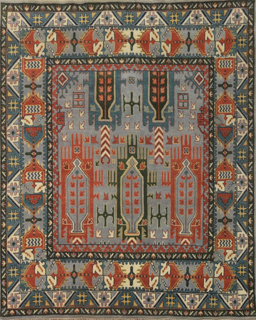 Geometric Kazak Square Area Rug 9x9