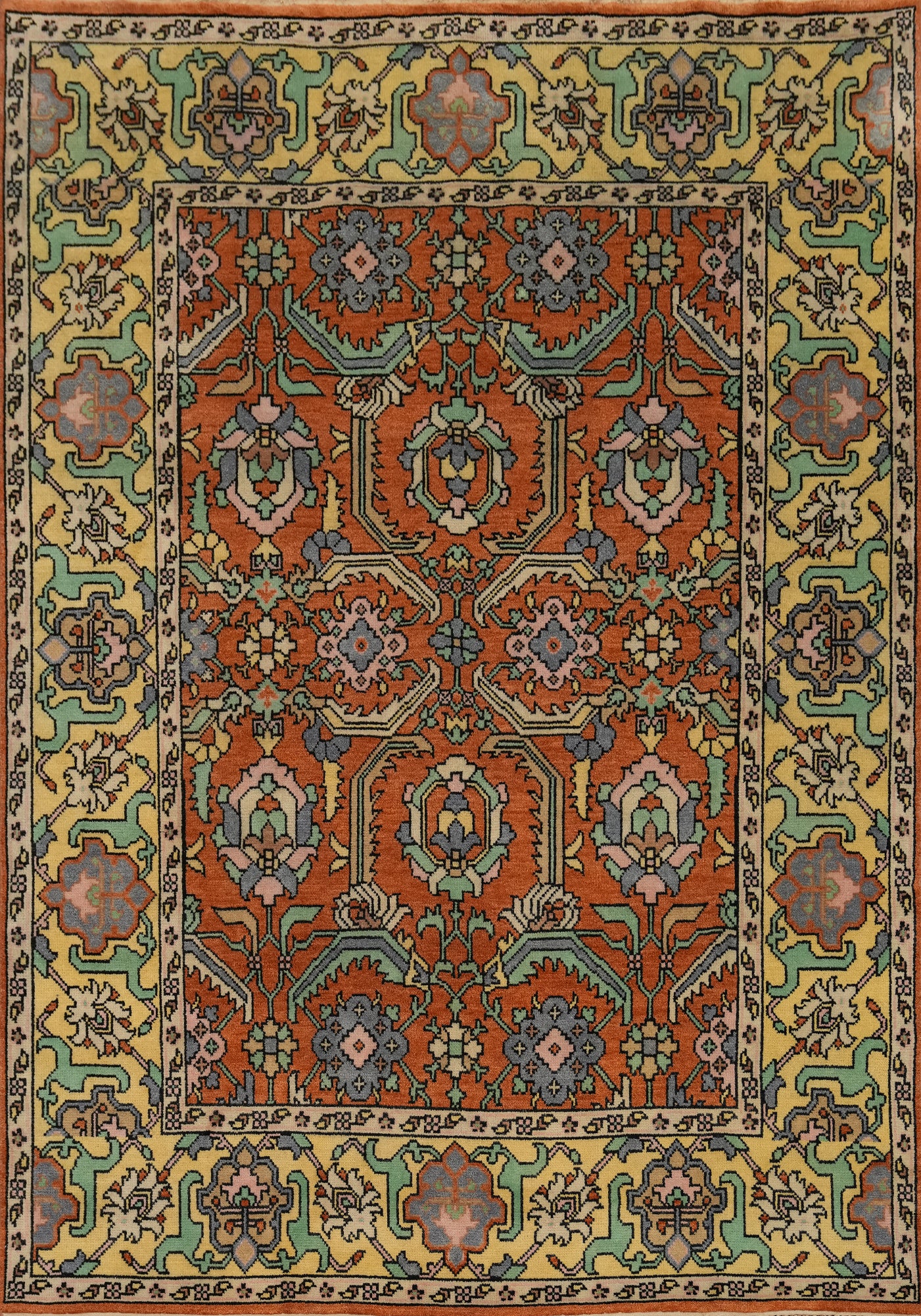 Orange Wool Oushak Indian Area Rug 8x10