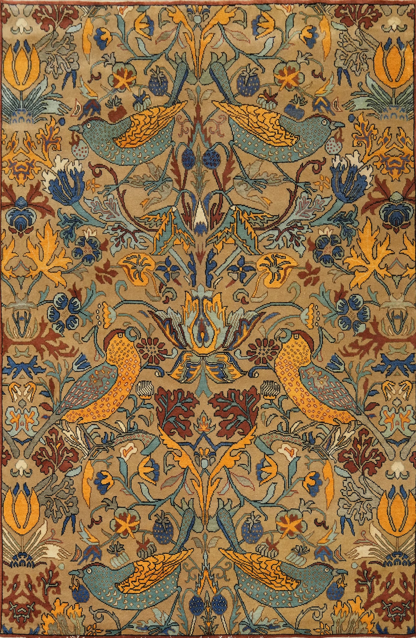 Animals Design Wool Ziegler Indian Large Rug 10x14
