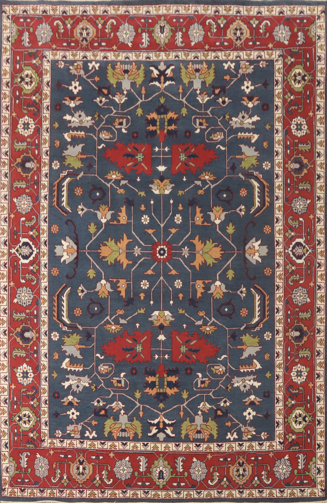 Handmade Blue Oushak Indian Large Rug 10x14