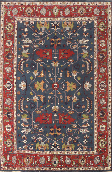Handmade Blue Oushak Indian Large Rug 10x14