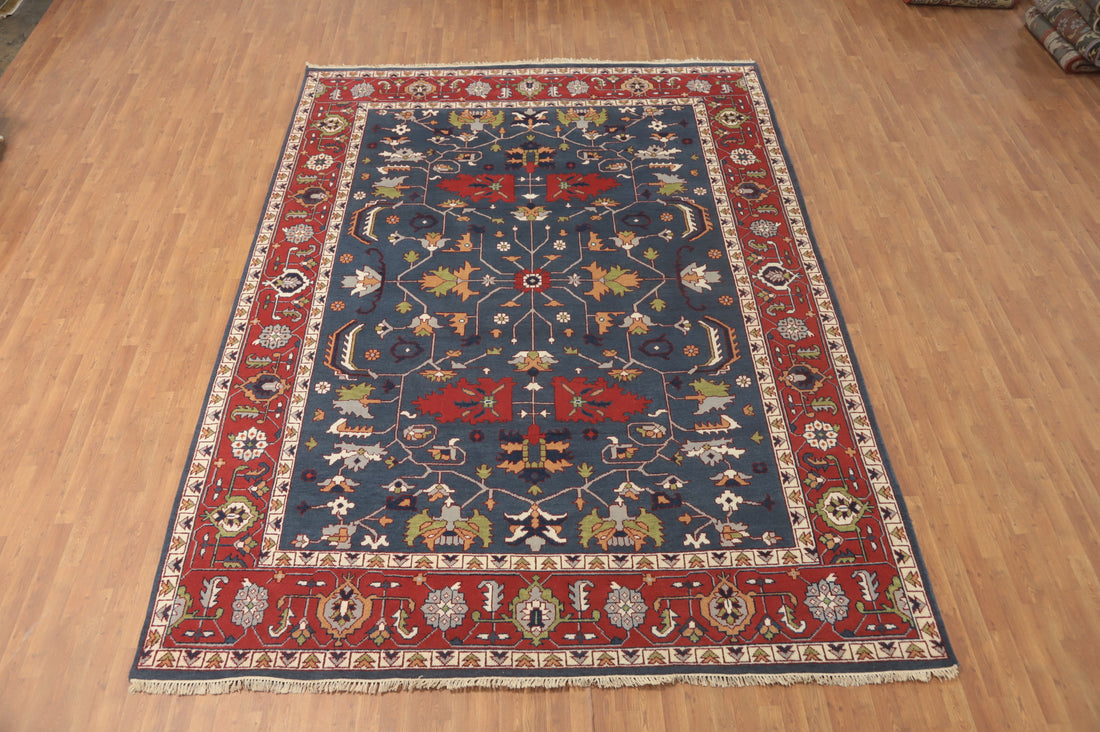 Handmade Blue Oushak Indian Large Rug 10x14