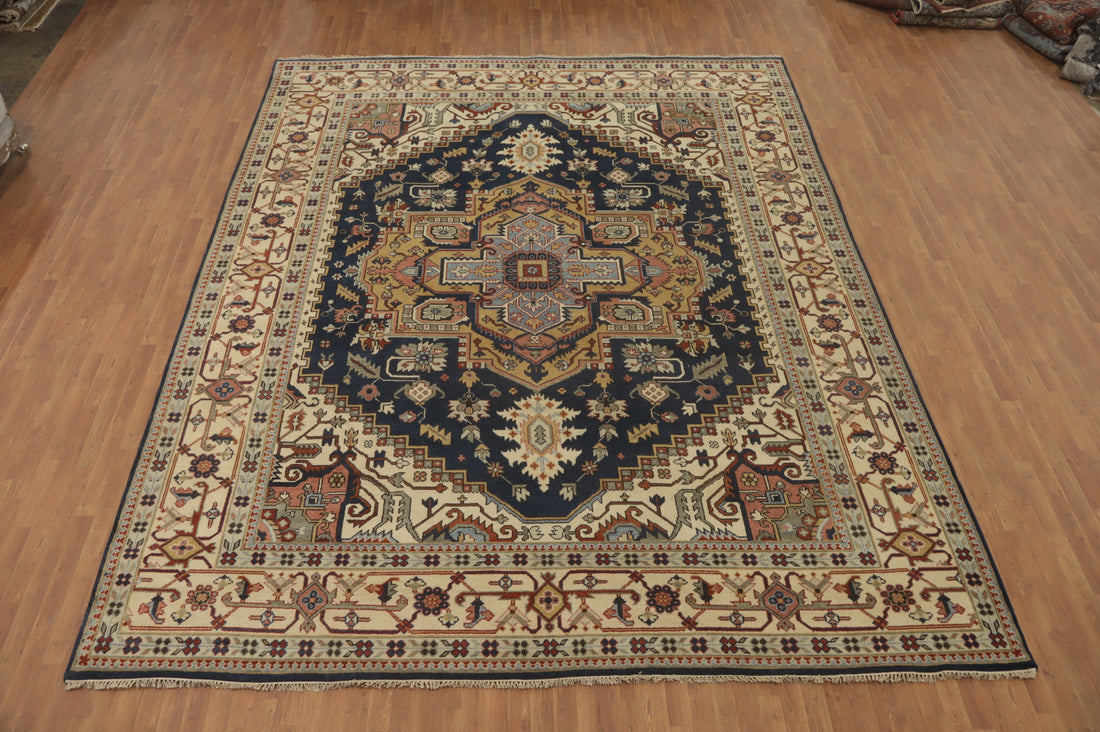 Geometric Heriz Serapi Indian Large Rug 12x15