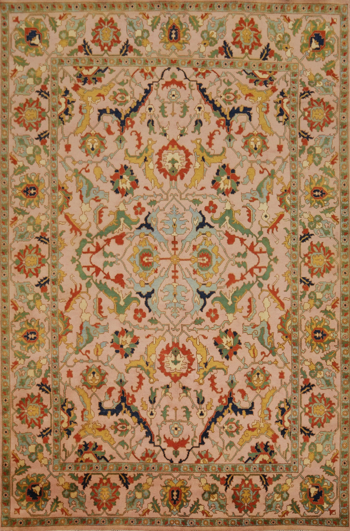 All-Over Floral Oushak Indian Large Rug 10x14