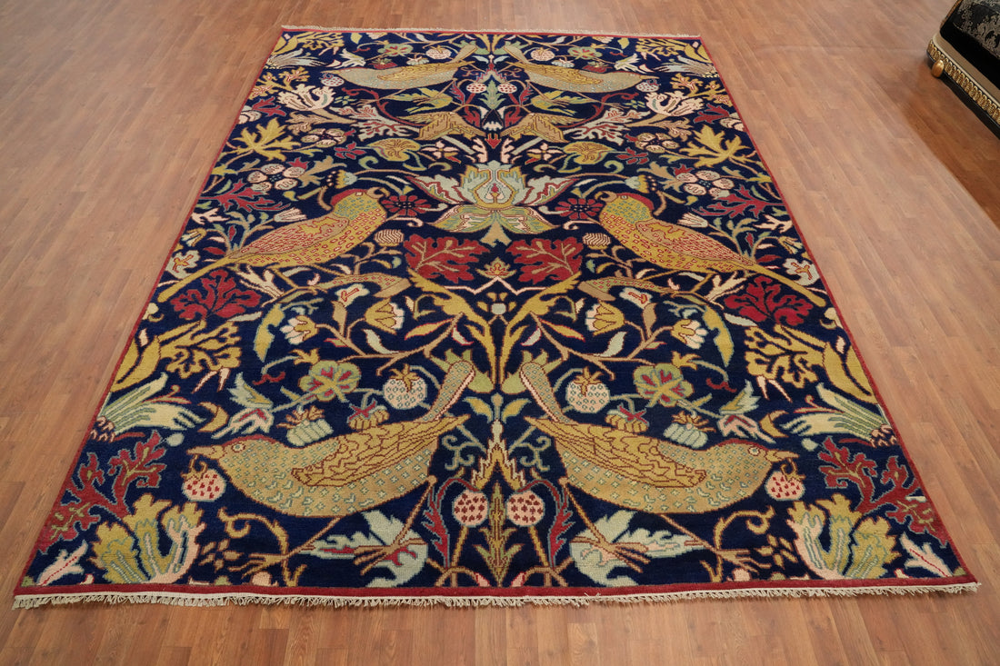 Animals Design Blue Ziegler Indian Area Rug 9x12