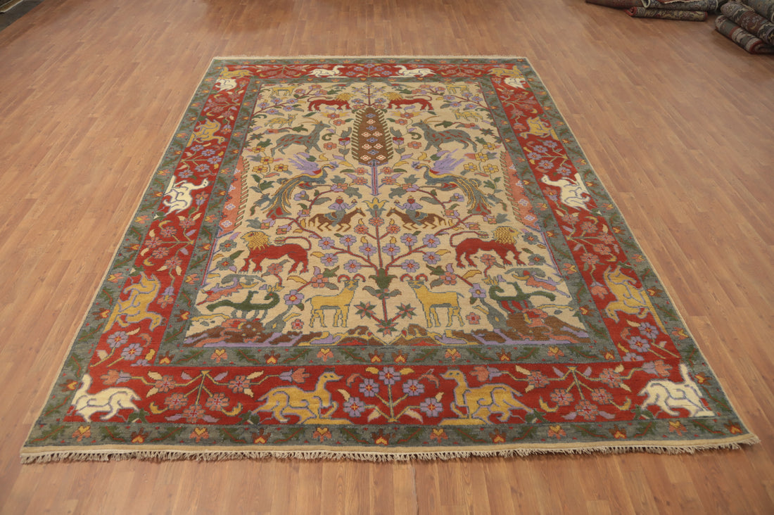 Hunting Design Camel Ziegler Indian Area Rug 9x12