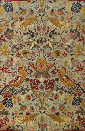 Animals Design Wool Ziegler Indian Area Rug 9x12