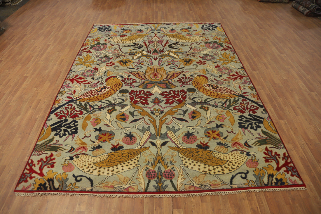 Animals Design Wool Ziegler Indian Area Rug 9x12