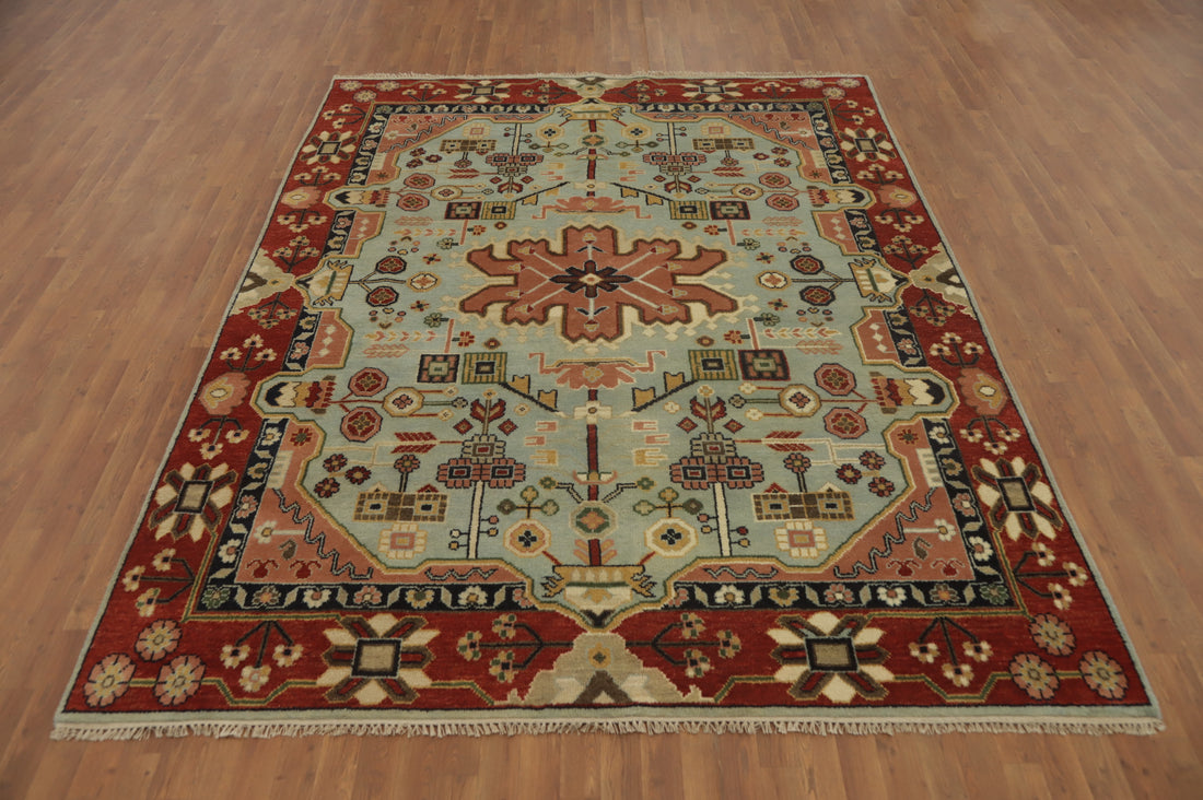 Geometric Wool Kazak Indian Area Rug 8x10