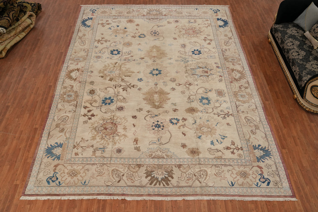 Vegetable Dye Floral Agra Indian Large Rug 13x17