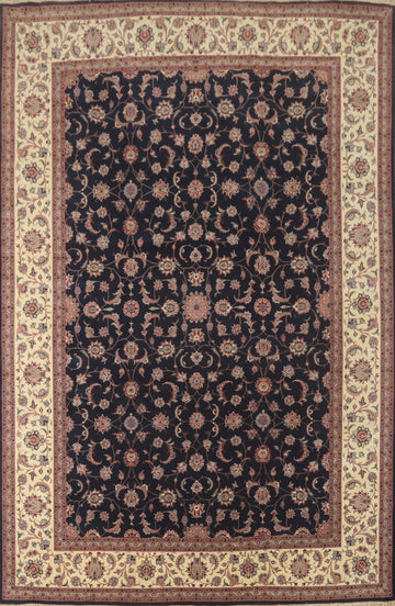 Vegetable Dye Blue Kashan Oriental Large Rug 11x16