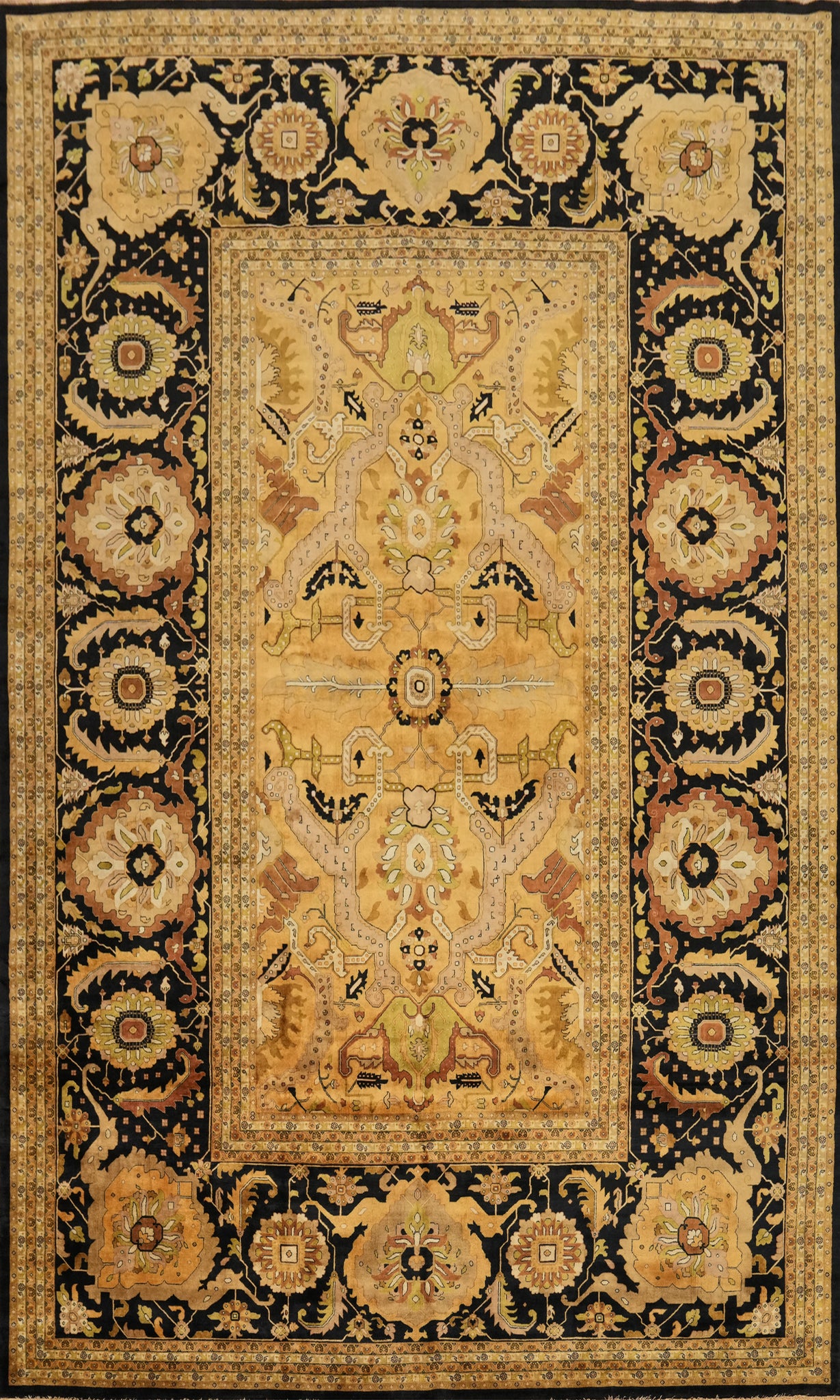 Vegetable Dye Agra Indian Large Rug 12x18