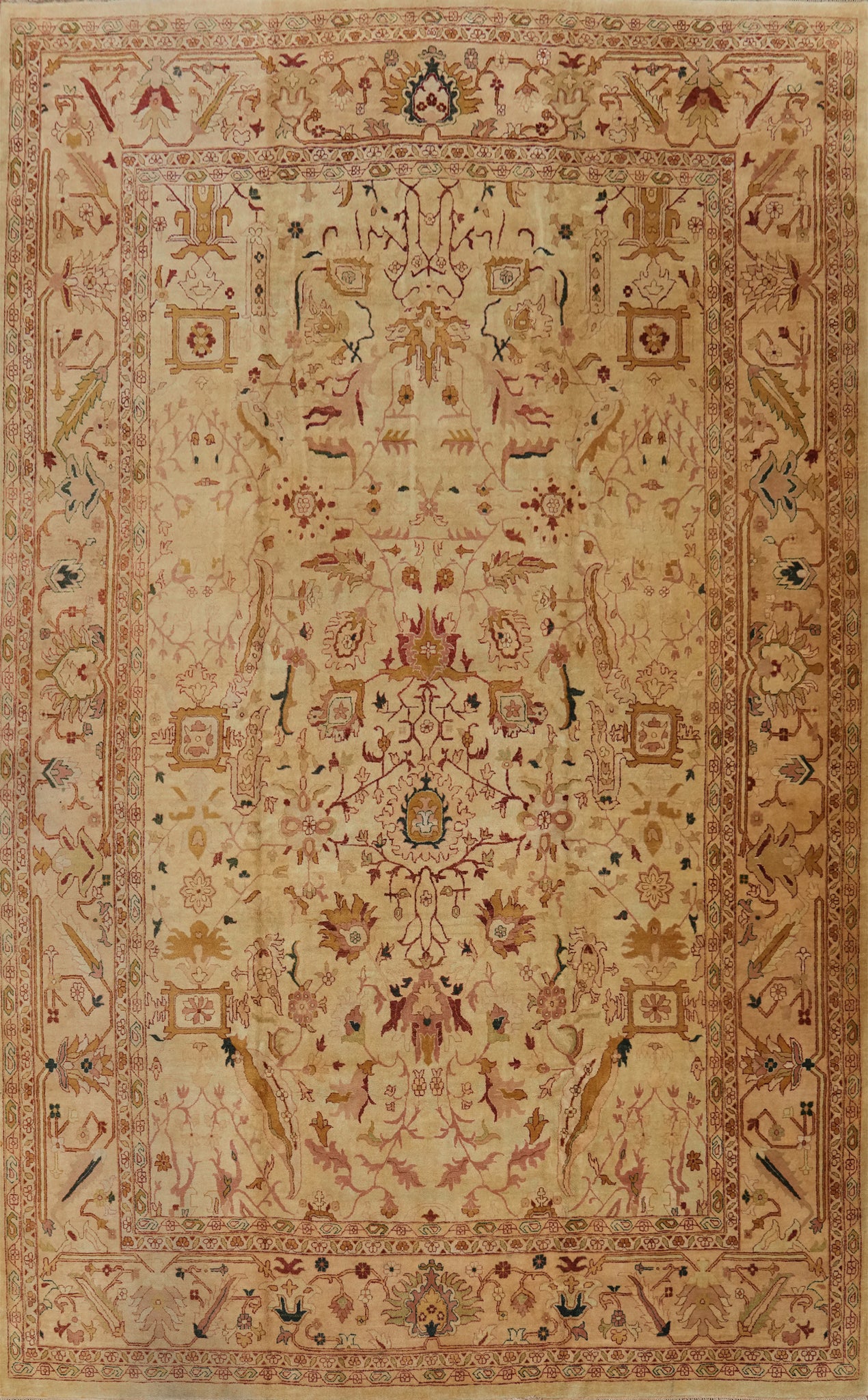 Vegetable Dye Agra Indian Large Rug 14x19