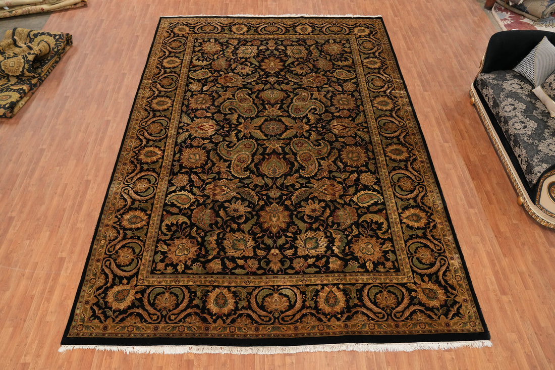 Vegetable Dye Floral Agra Indian Large Rug 12x18