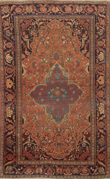 Pre-1900 Vegetable Dye Sarouk Farahan Persian Rug 4x6