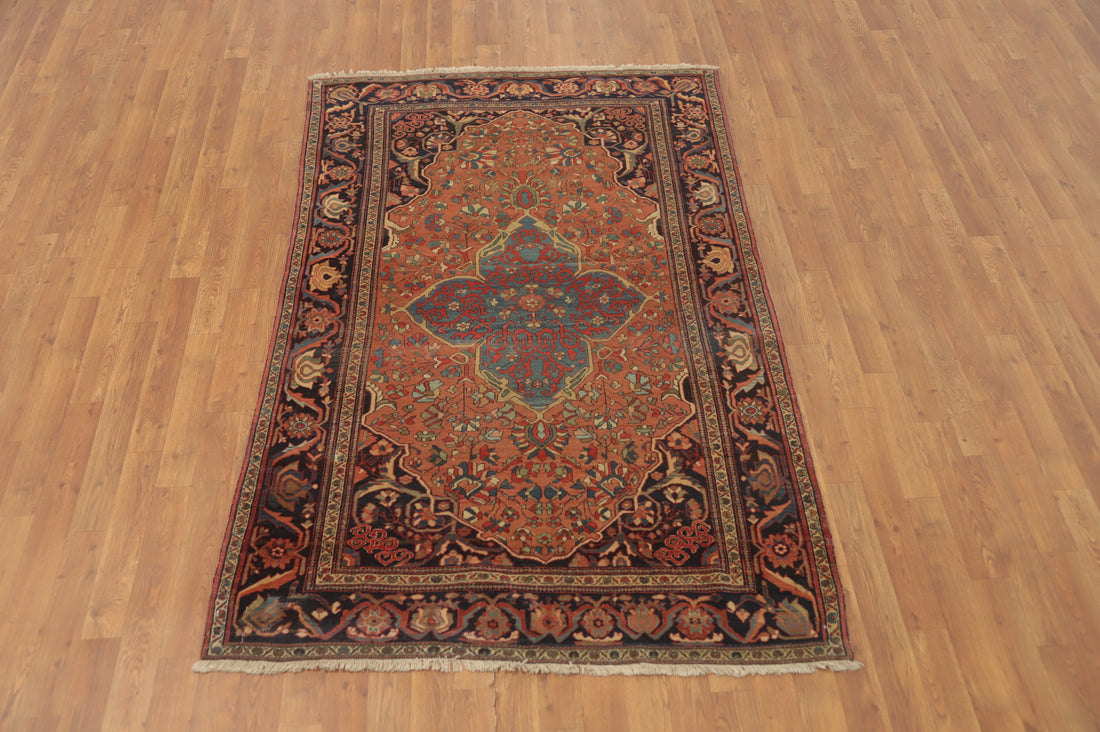 Pre-1900 Vegetable Dye Sarouk Farahan Persian Rug 4x6