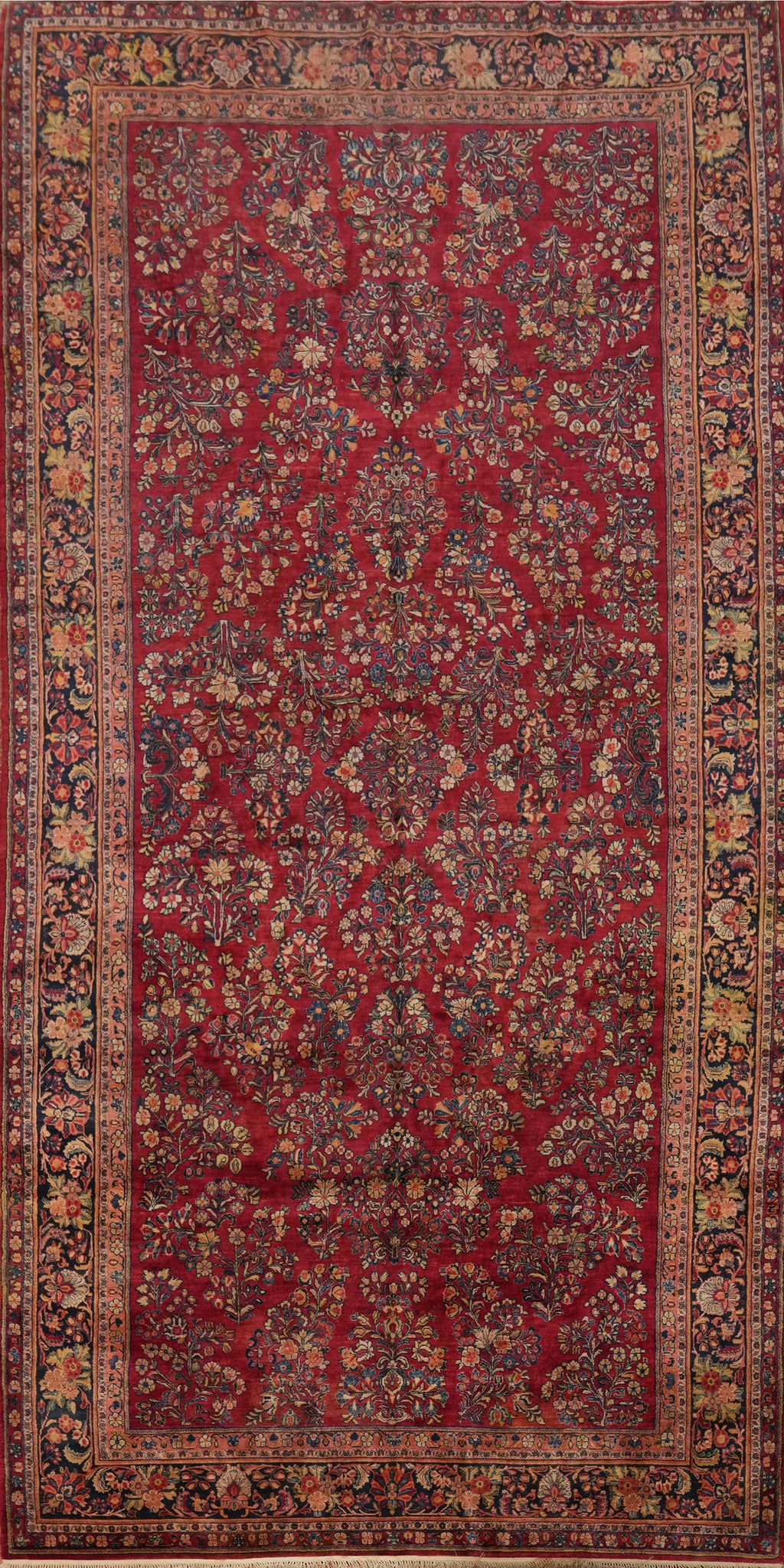 Antique Vegetable Dye Sarouk Persian Large Rug 10x21