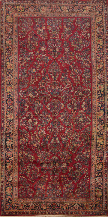 Antique Vegetable Dye Sarouk Persian Large Rug 10x21
