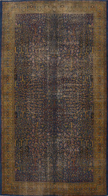 Pre-1900 Antique Vegetable Dye Kerman Ravar Persian Rug 12x21