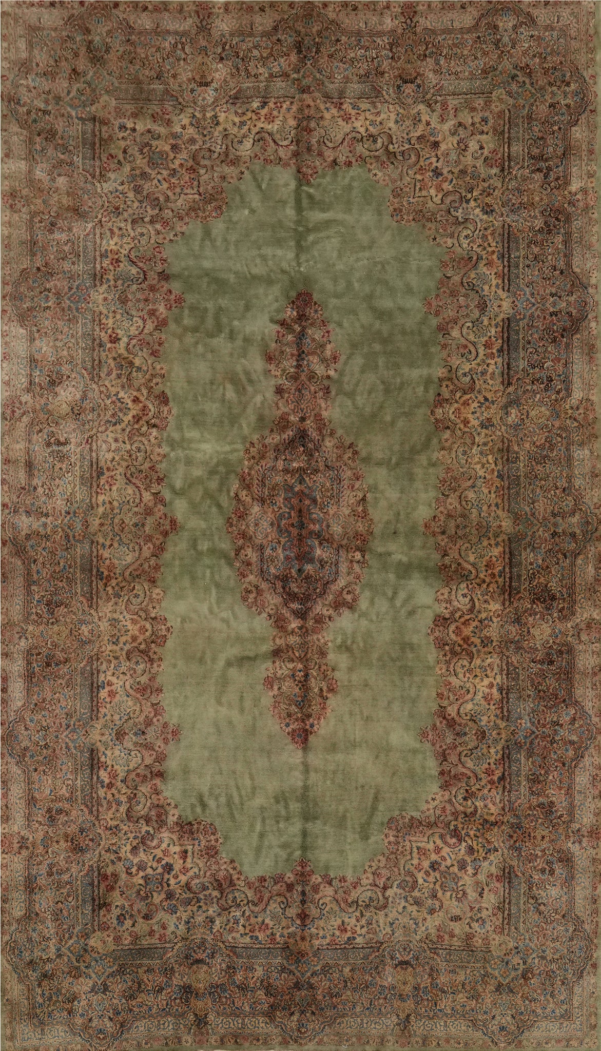 Antique Vegetable Dye Kerman Persian Large Rug 9x15
