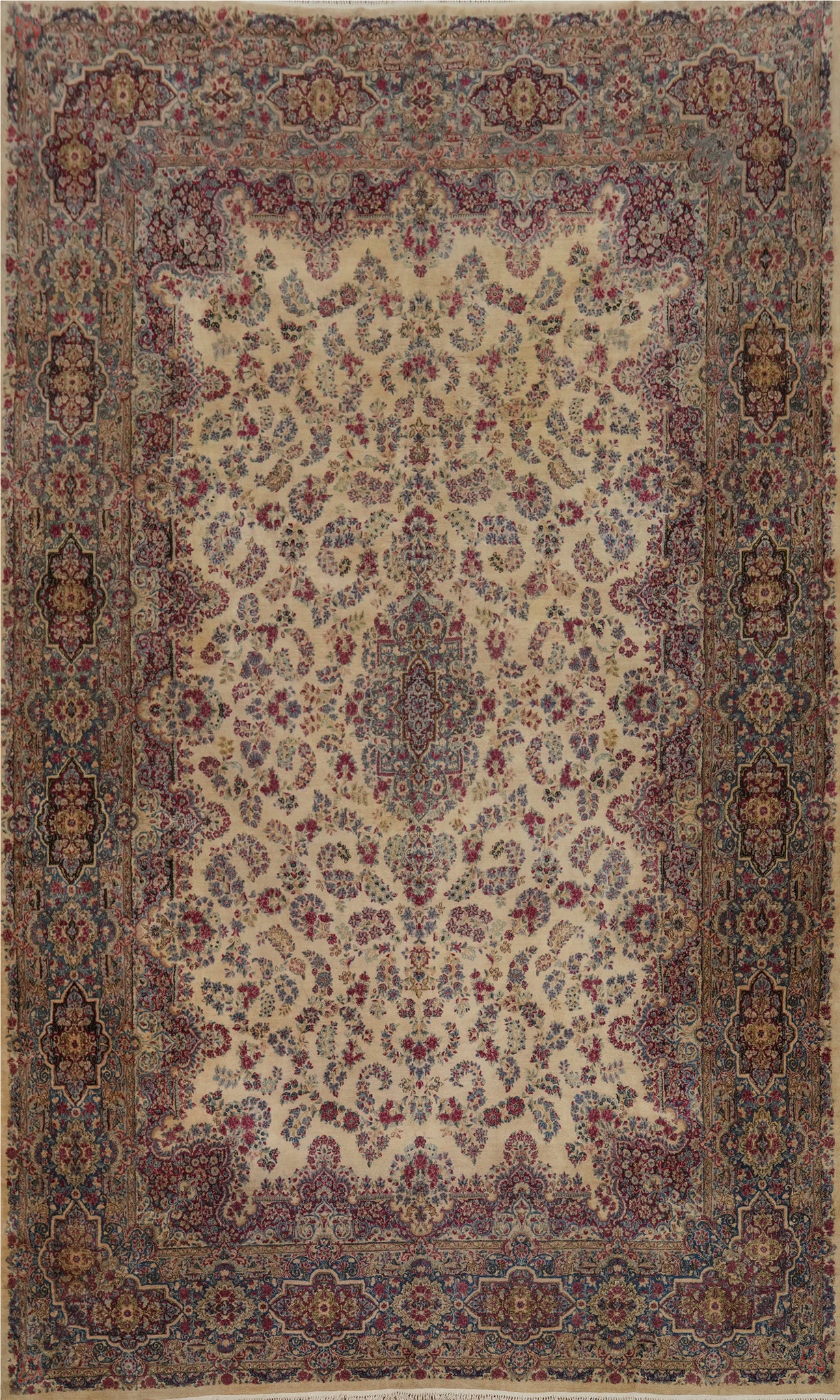 Antique Vegetable Dye Kerman Persian Large Rug 12x18