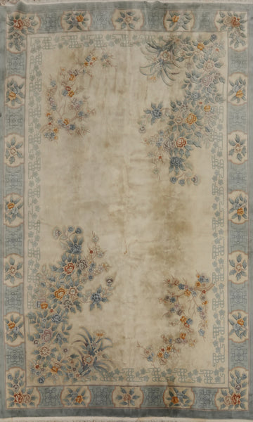 Vegetable Dye Floral Art Deco Chinese Large Rug 12x18