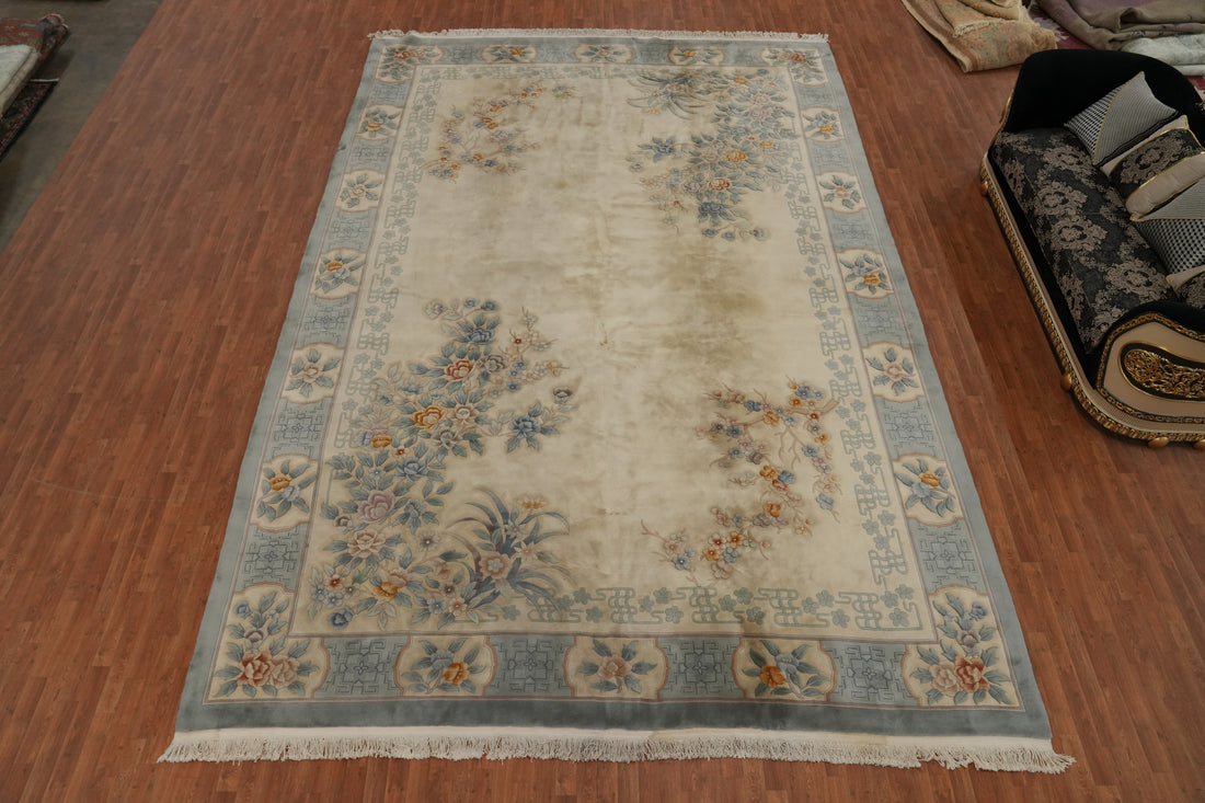 Vegetable Dye Floral Art Deco Chinese Large Rug 12x18