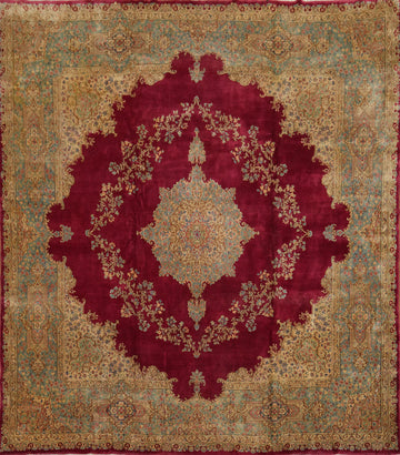 Vegetable Dye Square Kerman Persian Large Rug 12x12