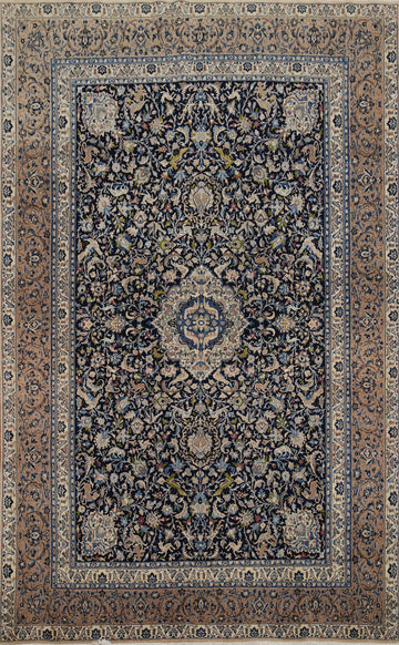Vegetable Dye Animals Blue Nain Persian Area Rug 8x11