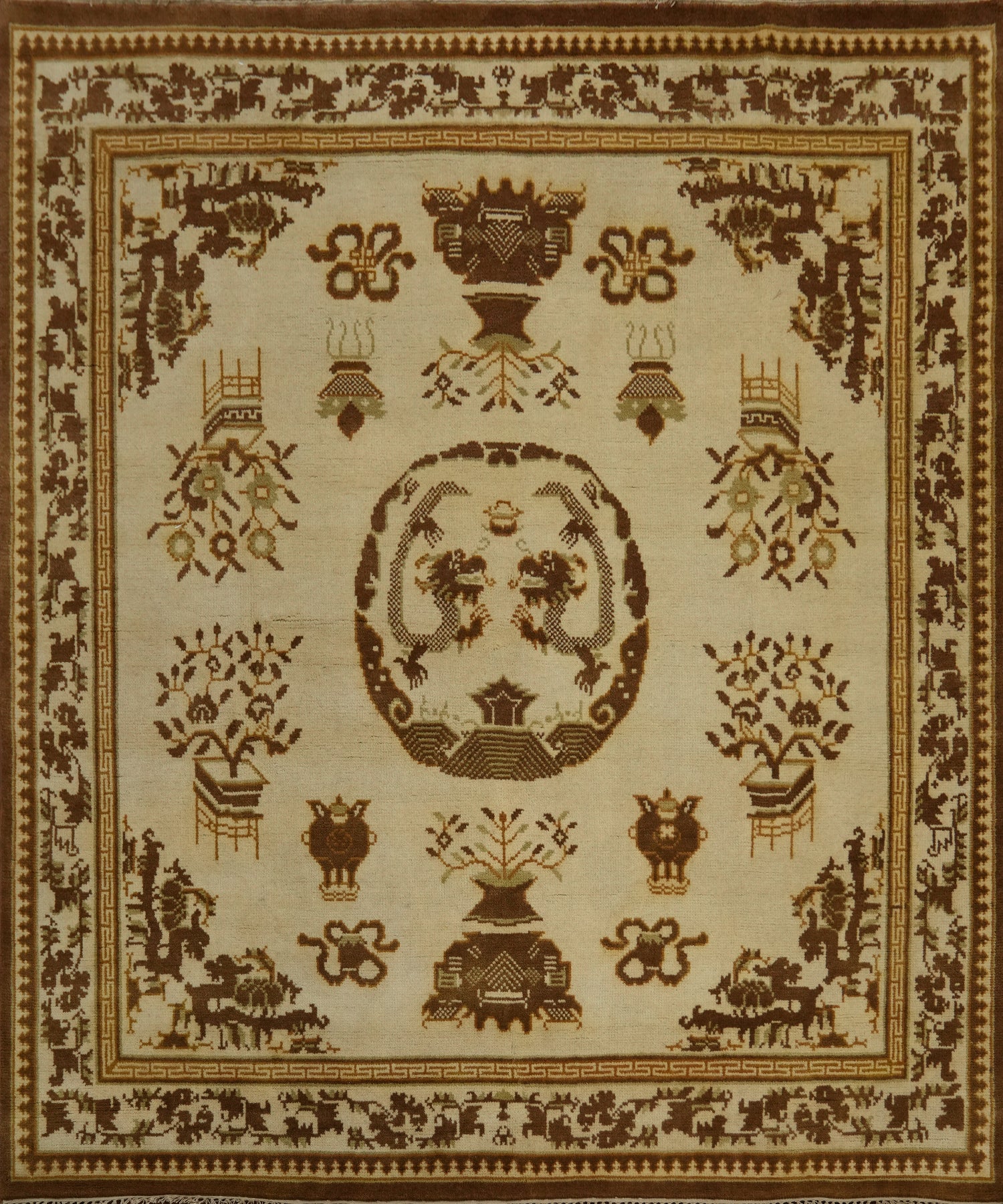 Handmade Wool Art Deco Square Area Rug 8x8