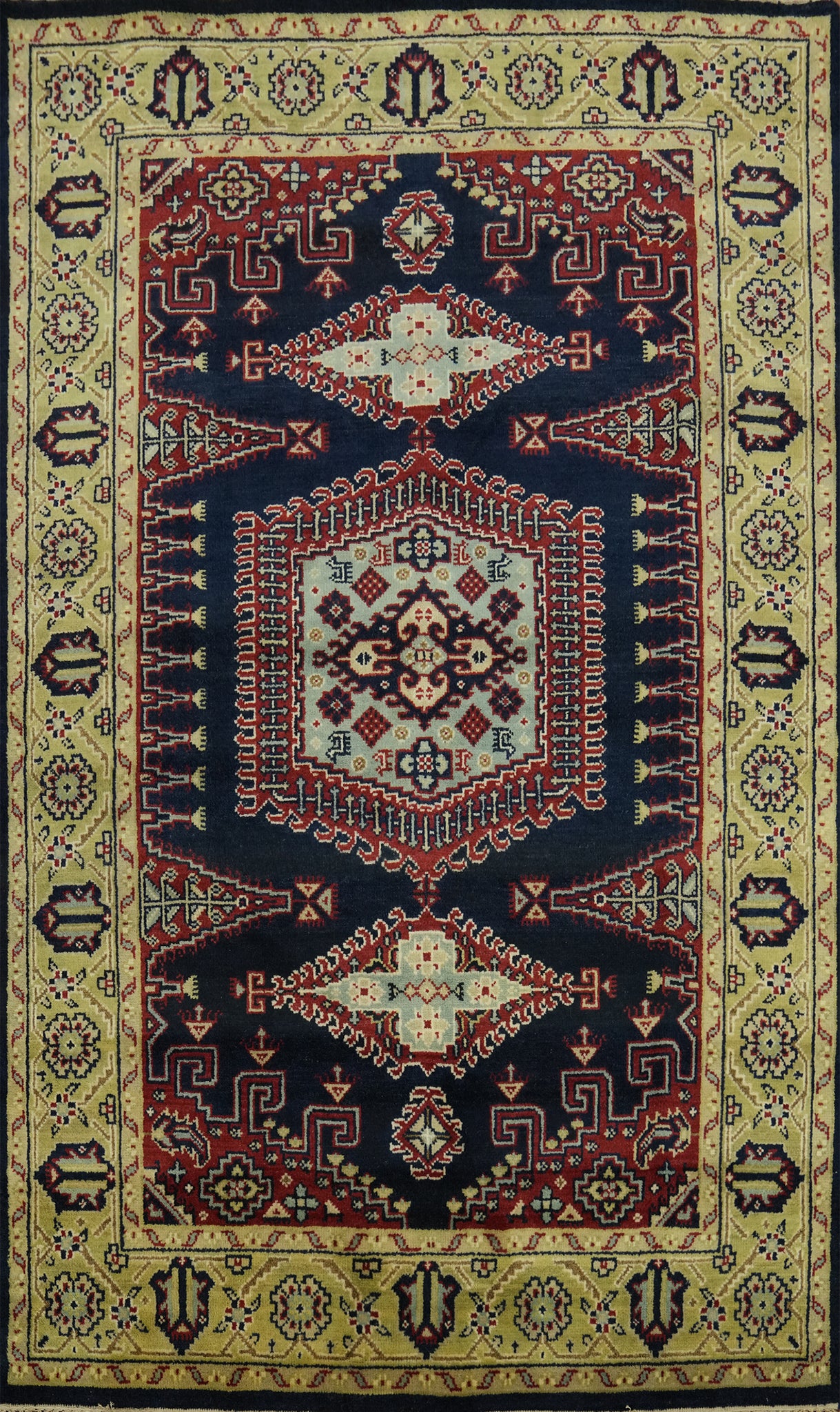Dark Blue Viss Indian Area Rug 6x9