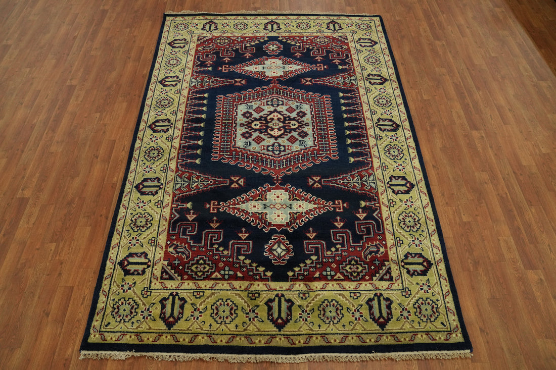 Dark Blue Viss Indian Area Rug 6x9